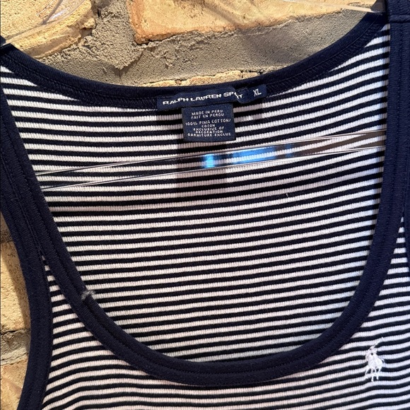 Ralph Lauren extra large tank dress, 100% Pima cotton, navy and white stripe - Picture 3 of 4